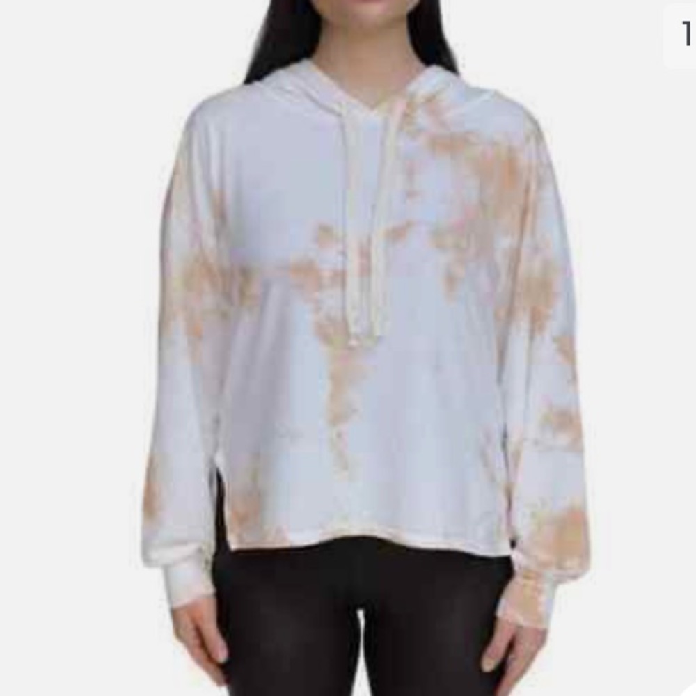 NORDSTROM FOUND White Taupe Pink Dreamer High-Low Rose Sweatshirt/Hoodie